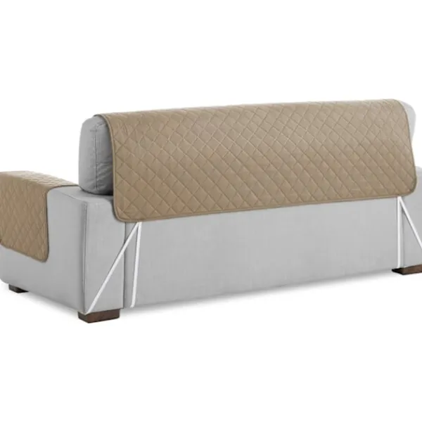 Soffor>Beige sofföverdragsskydd, storlek 3-sits. Vändbar quiltad C