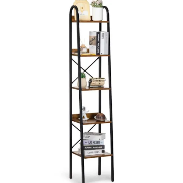 DUOKU Hyllor>Bibliotek - - YJX-BS002 - Metall - 5 Nivåer - Industriell Stil - Brun
