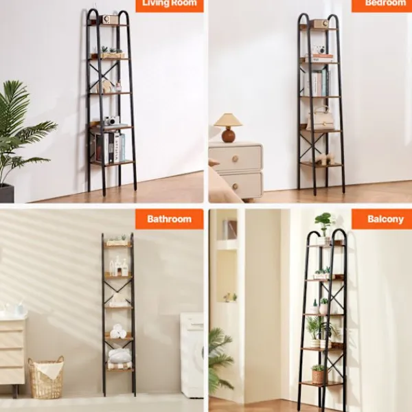 DUOKU Hyllor>Bibliotek - - YJX-BS002 - Metall - 5 Nivåer - Industriell Stil - Brun