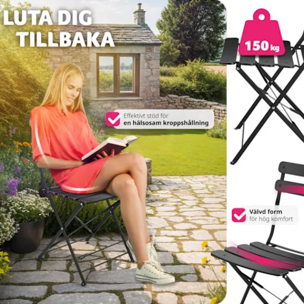 tectake Balkongmöbler>Bistrobord set Frieda, hopfällbart för 2 personer