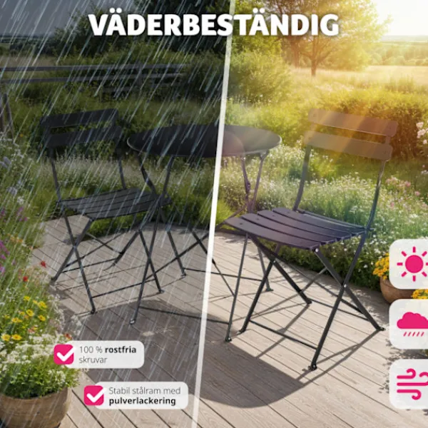tectake Balkongmöbler>Bistrobord set Frieda, hopfällbart för 2 personer
