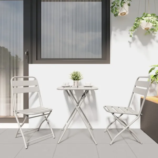 vidaXL Balkongmöbler>Bistroset 3 pcs Beige Stål