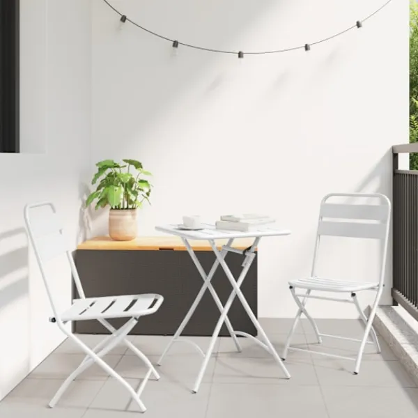 vidaXL Balkongmöbler>Bistroset 3 pcs Vit Stål
