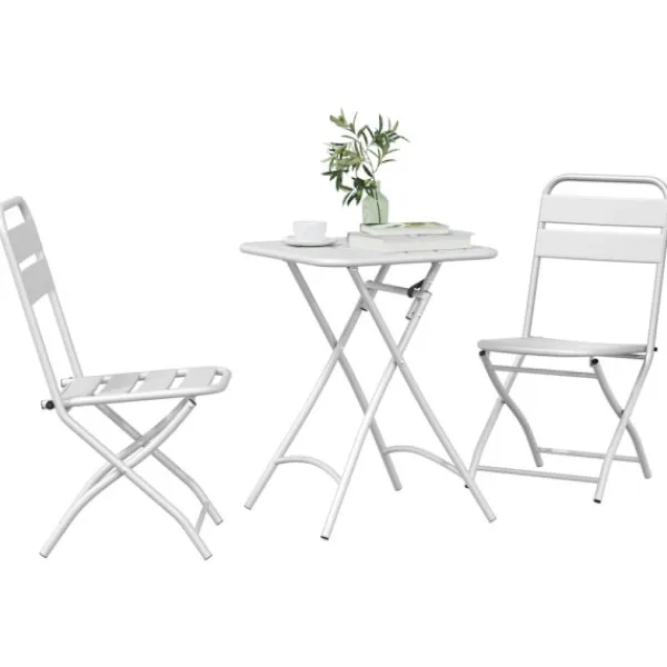vidaXL Balkongmöbler>Bistroset 3 pcs Vit Stål