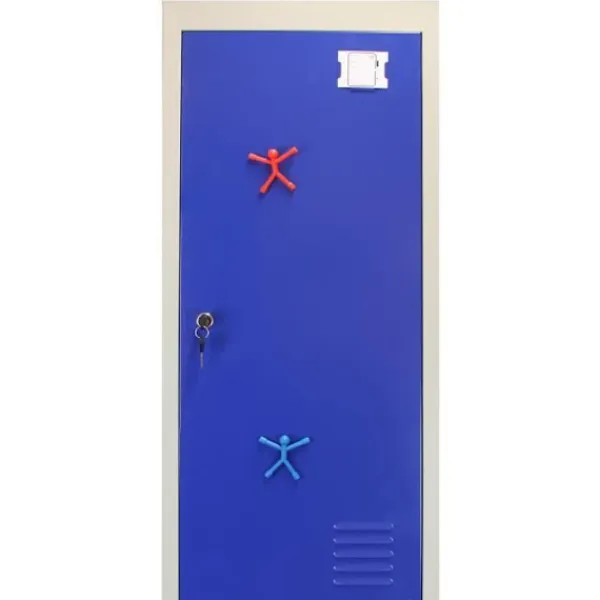 Skåp>Blå metallskåp 2 dörrar 45 x 38 x 180 cm Gym Skolskåp
