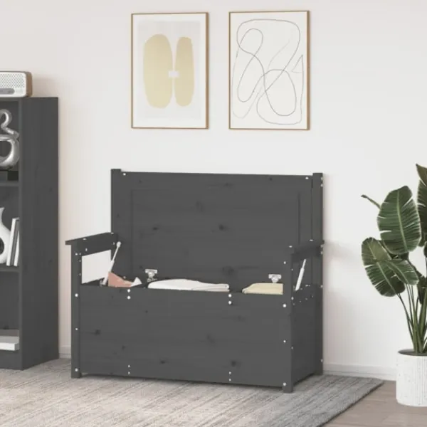 vidaXL Balkongmöbler>Bänk grå 112,5x51,5x96,5 cm massiv furu