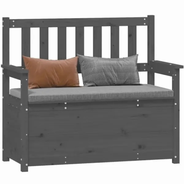 vidaXL Balkongmöbler>Bänk grå 112,5x51,5x96,5 cm massiv furu