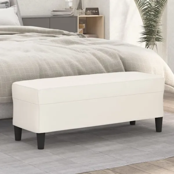vidaXL Balkongmöbler>Bänk gräddvit 100x35x41 cm konstläder