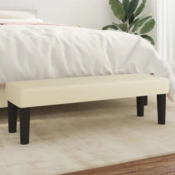 vidaXL Balkongmöbler>Bänk gräddvit 100x30x30 cm konstläder