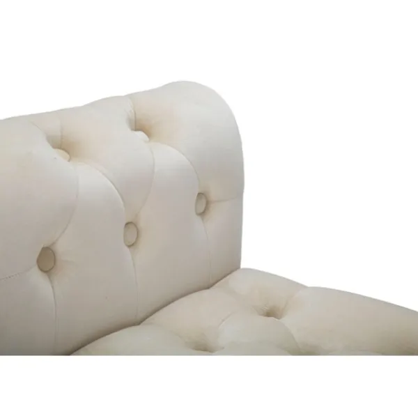 B2X Balkongmöbler>Bänk i krämfärgad sammet, guldfinish, 120x40x60 cm