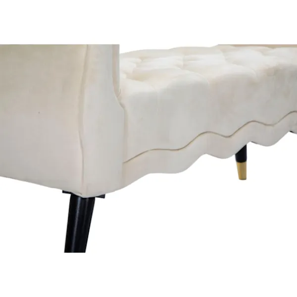 B2X Balkongmöbler>Bänk i krämfärgad sammet, guldfinish, 120x40x60 cm