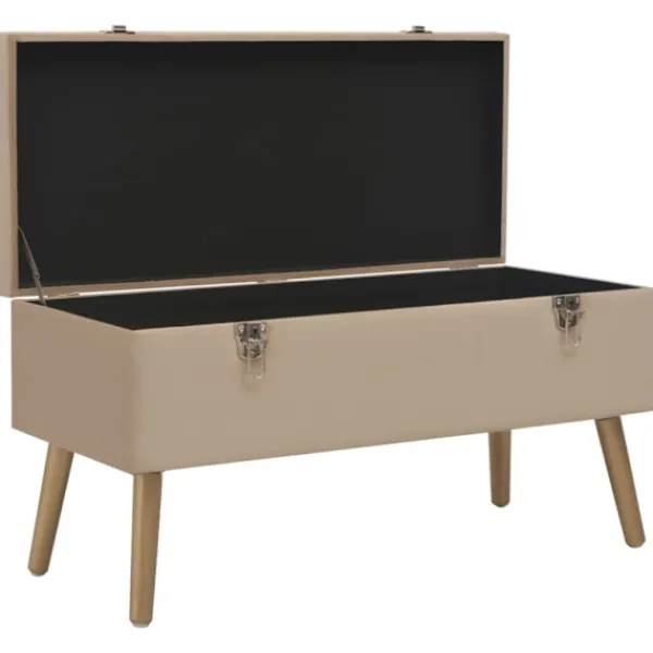 vidaXL Kistor & Koffertar>Bänk med förvaringsutrymme 80 cm beige sammet