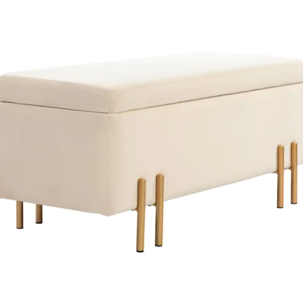 Northio Kistor & Koffertar>Bänk med förvaringsutrymme, stoppad bänk med sammetslook, kista med träben, bröstbänk för vardagsrum, sovrum, hall, 100 x 40 x 42 cm, beige