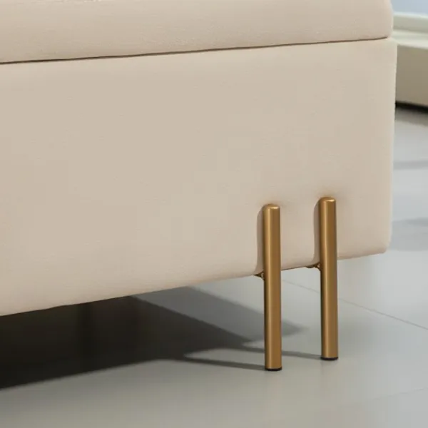 Northio Kistor & Koffertar>Bänk med förvaringsutrymme, stoppad bänk med sammetslook, kista med träben, bröstbänk för vardagsrum, sovrum, hall, 100 x 40 x 42 cm, beige