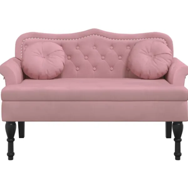 vidaXL Soffor>Bänk med kuddar rosa 120,5x65x75 cm sammet
