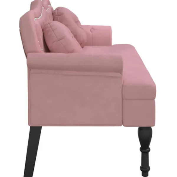vidaXL Soffor>Bänk med kuddar rosa 120,5x65x75 cm sammet