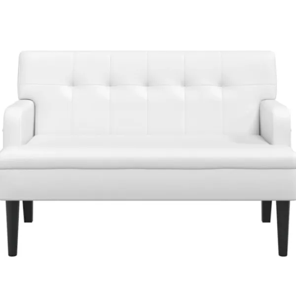 vidaXL Soffor>Bänk med ryggstöd vit 112x65,5x75 cm konstläder