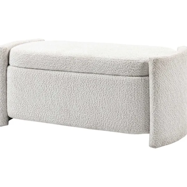 Northio Kistor & Koffertar>Bänk, sängbänk med förvaringsutrymme, stoppad bänk med lock, sammetslook, förvaringsbänk, kräm, 105 x 44 x 45,5 cm