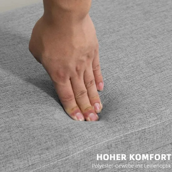 Northio Kistor & Koffertar>Bänk stoppad bänk med förvaringsutrymme sängbänk med linnelook för hall sovrum vardagsrum gummi trä grå 110 x 39 x 45 cm