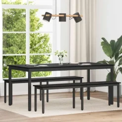 vidaXL Matgrupper>bänk Svart Ek 160 x 35 x 45 cm Konstruerat trä