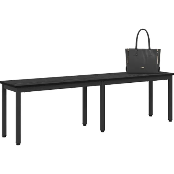 vidaXL Matgrupper>bänk Svart Ek 160 x 35 x 45 cm Konstruerat trä