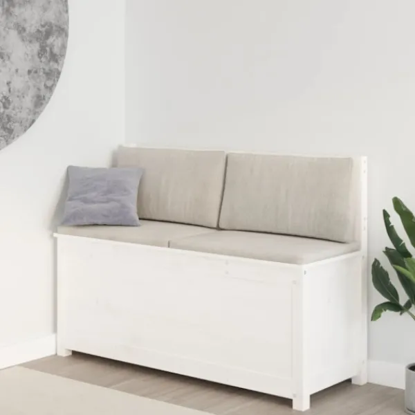 vidaXL Balkongmöbler>Bänk vit 110x41x76,5 cm massiv furu