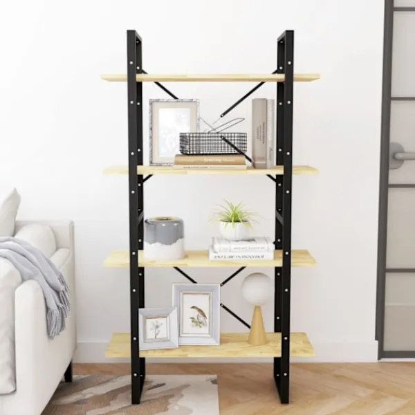 vidaXL Hyllor>Bokhylla 4 hyllplan 80x30x140 cm massiv furu