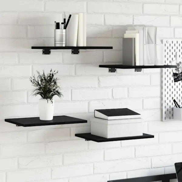 vidaXL Hyllor>Bokhylla Bräda 4 pcs Svart 40 x 30 x 1,5 cm Konstruerat trä