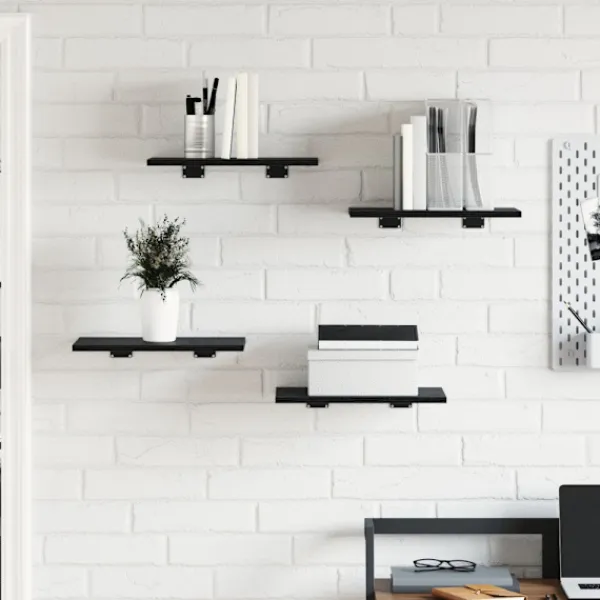 vidaXL Hyllor>Bokhylla Bräda 4 pcs Svart 40 x 30 x 1,5 cm Konstruerat trä