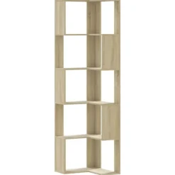 vidaXL Hyllor>Bokhylla hörn 5 hyllplan sonoma-ek 50x50x179 cm konstruerat trä
