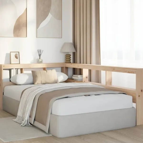 vidaXL Hyllor>Bokhylla sänggavel L-formad 120 cm massiv furu