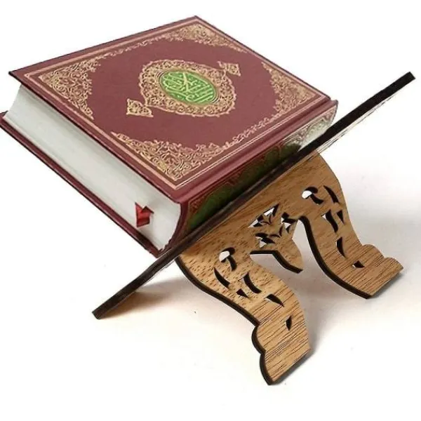 Hyllor>Bokstöd i trä, Koranen helig bokhållare, bokhylla ornament för läsning, Islam bok