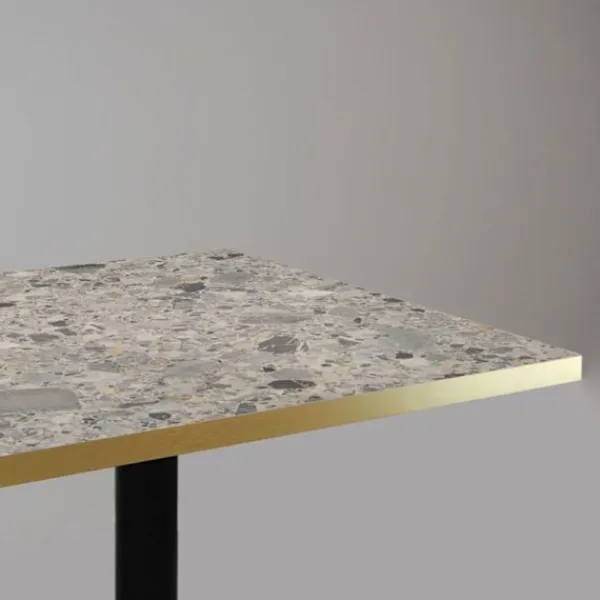 Matbord>Bord 70 x 70 cm - Rund terrazzo cepp modell med mässingskanter