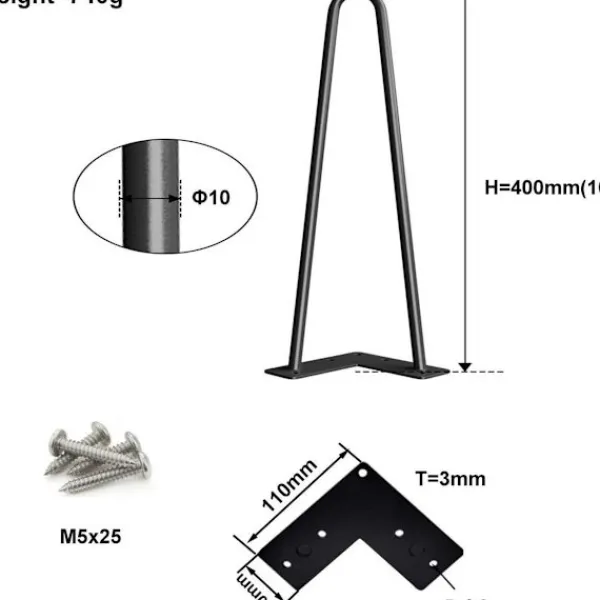 Matbord>Bordsben 4 tum Set om 4, DIY Möbel Metallbordsben Perfekt för KLB