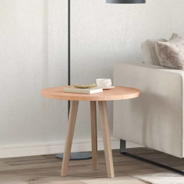 vidaXL Småbord>Bordsskiva Ljusbrun Ø 60 x 2,5 cm Massivt Ekträ