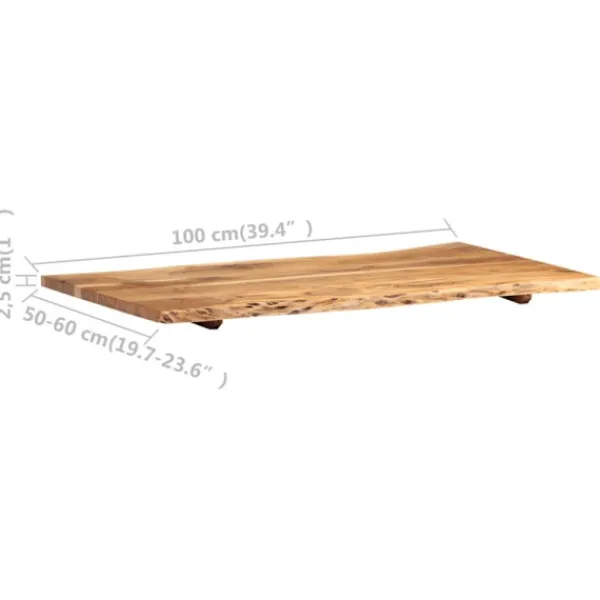 vidaXL Matbord>Bordsskiva massivt akaciaträ 100x(50-60)x2,5 cm