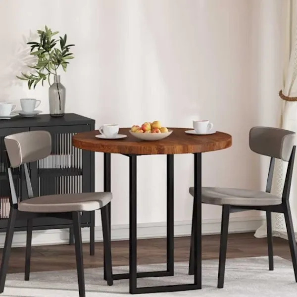 vidaXL Matgrupper>Bordsskiva Mörkbrun Ø 80 x 4 cm Massivt Ekträ