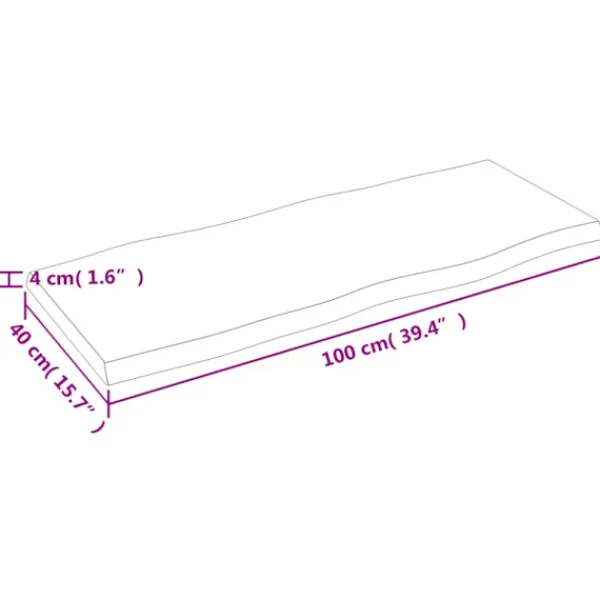 vidaXL Matbord>Bordsskiva mörkbrun 100x40x(2-4) cm massivt trä levande kant