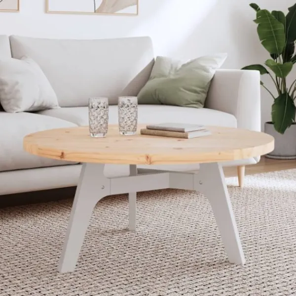 vidaXL Soffbord>Bordsskiva rund Ø90x3 cm massiv furu