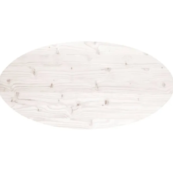 vidaXL Småbord>Bordsskiva vit 90x45x2,5 cm oval massiv furu