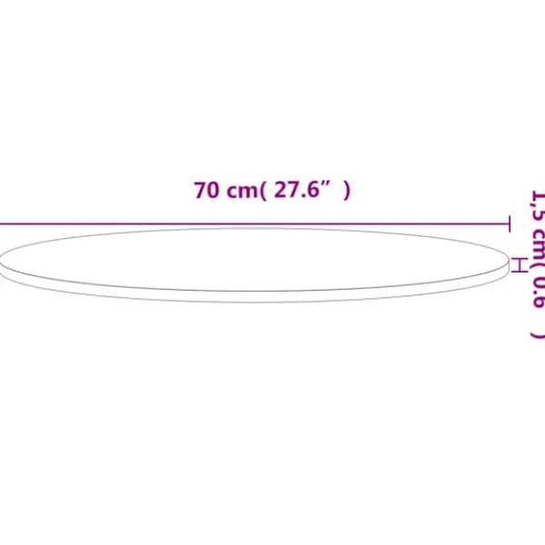 vidaXL Soffbord>Bordsskiva Ø70x1,5 cm rund massivt bokträ