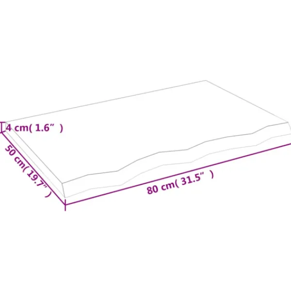 vidaXL Matbord>Bordsskiva 80x50x(2-4) cm obehandlad massiv ek