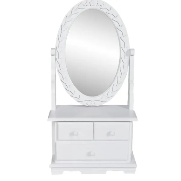 vidaXL Sminkbord>Bordsspegel med justerbar oval spegel MDF