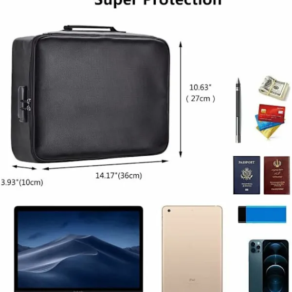 Kontorsmöbler>Brandsäker Dokumentväska med Lås - Vattentät Förvaringsväska för Hem, Kontor, Resor-XF10-