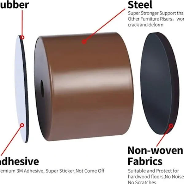 Pallar>Bredd 6cm Höjd 5,2cm Förhöjd fotpall Brun Rund / 4-pack Kolstål Material Soffa Förhöjning fotpall,