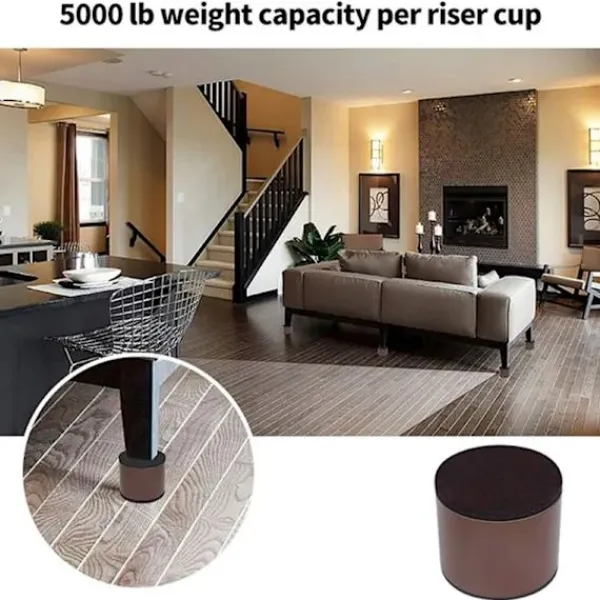 Pallar>Bredd 6cm Höjd 5,2cm Förhöjd fotpall Brun Rund / 4-pack Kolstål Material Soffa Förhöjning fotpall,