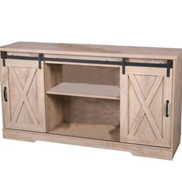 URBAN LIVING Sideboards>Bufféskåp i trä med skjutdörrar + 2 nischer "Manhattan" - - L 150 x P 39,5 x H 80 cm