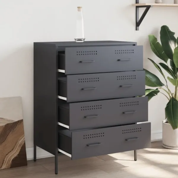 vidaXL Byråer>Byrå antracit 68x39x89 cm stål