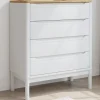 vidaXL Byråer>Byrå FLORO vit massiv furu