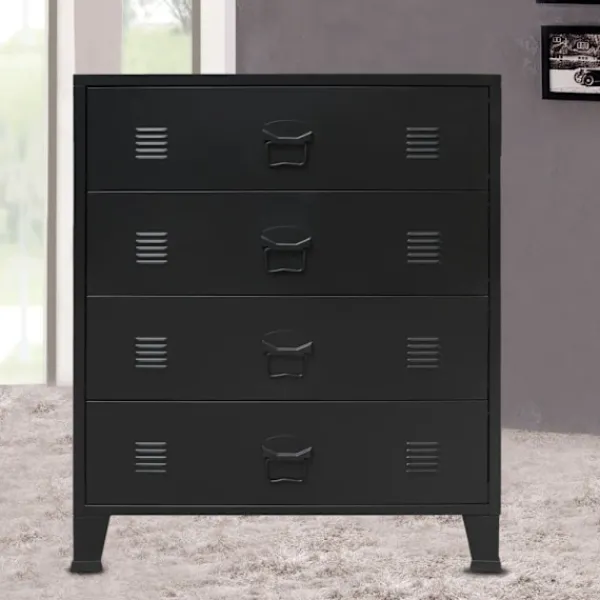vidaXL Byråer>Byrå industriell stil metall 78x40x93 cm svart